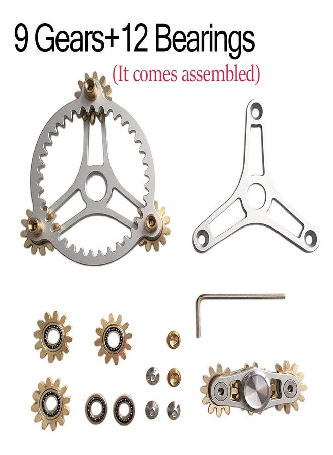 Bitopbi Pure Brass Fidget Spinner Gears Linkage Fidget Gyro Toy Metal DIY Hand Spinner Spins Long Time EDC Focus Meditation Break Bad Habits ADHD with Multiple Premium Bearings (12 Bearings White) - Image 4